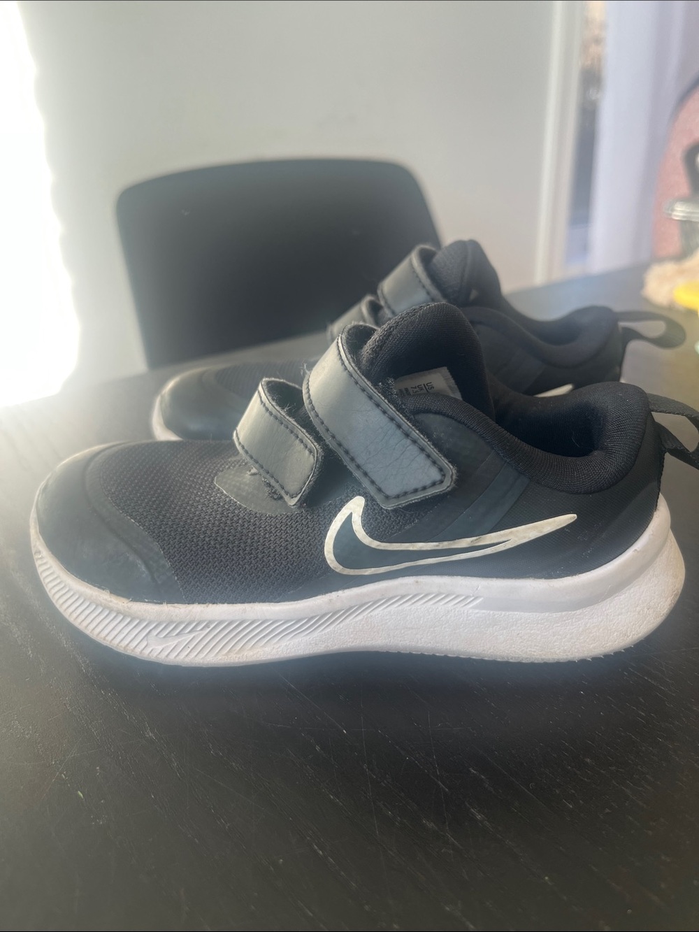 Nike Black and White Kids Velcro Sneakers